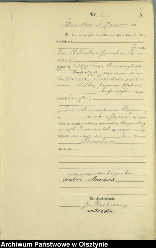 image.from.unit.number "Geburts-Haupt-Register Tom I,Nr 1 - 399"