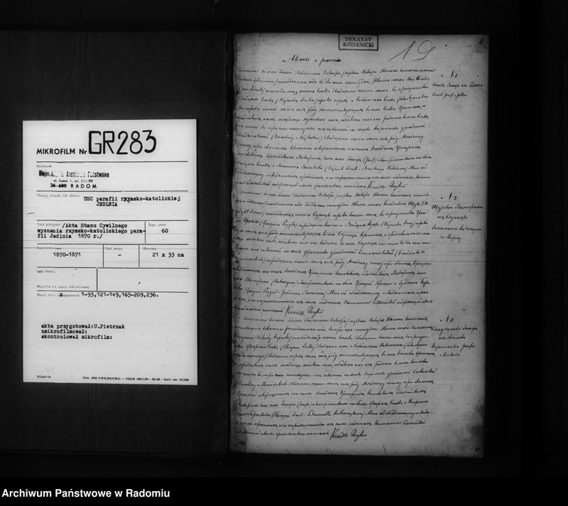 image.from.unit.number "[Duplikat akt urodzonych, zaślubionych i zmarłych parafii Jedlnia z 1870 r.]"