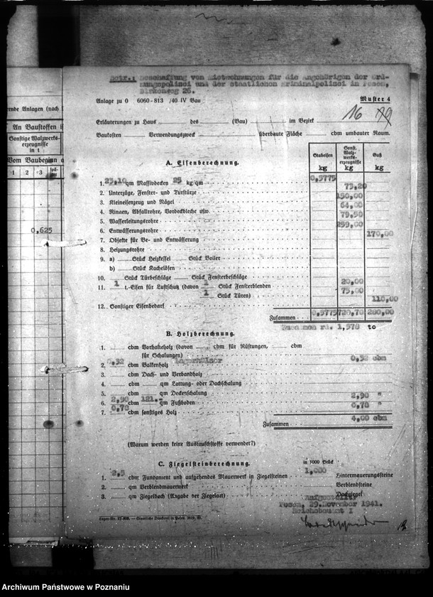 Obraz 20 z jednostki "Schaffung von Mietwohnungen für die Ordnungspolizei und Kriminalpolizei. Allgemein"