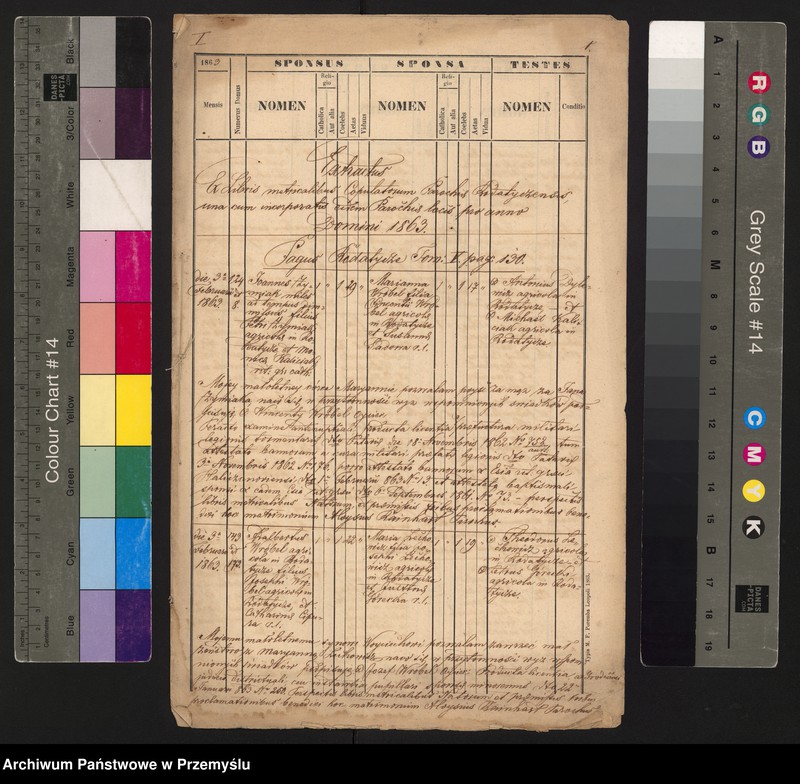 Obraz 3 z jednostki "[Odpisy ksiąg urodzeń, małżeństw, zgonów parafii rzymskokatolickiej Rodatycze z 1863 roku]"