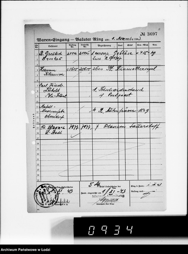 Obraz 15 z jednostki "Wareneingangsmeldungen. [Getto - Bałucki Rynek]"