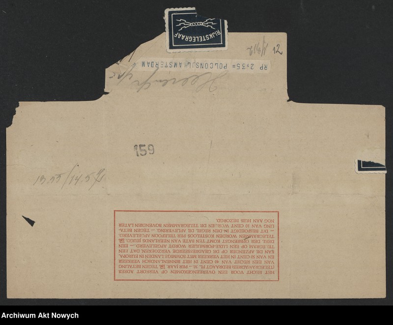 image.from.unit.number "Kętrzyński Stanisław (profesor, poseł RP w Holandii); Załączniki: a) telegram podpisany "Amitiés Polonaises"; b) kopia listu T. Du Monceau; L.4"