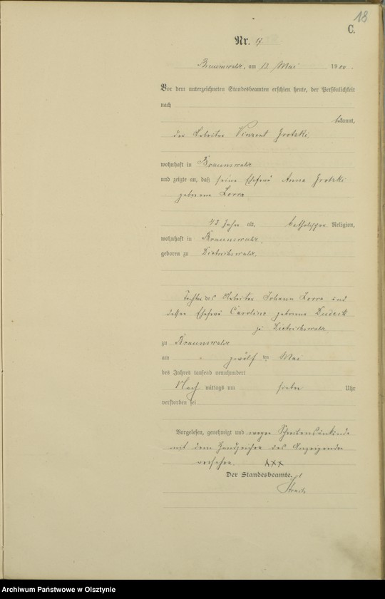 image.from.unit.number "Sterbe-Haupt-Register Nr 1 - 65"