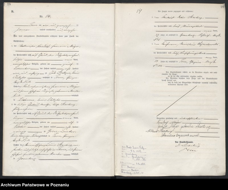 Obraz 16 z jednostki "Księga miejscowa małżeństw tom I [Rejestr główny małżeństw]"