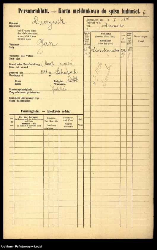 Obraz 8 z jednostki "[Spis ludności Łodzi] Luda - Łukańska"