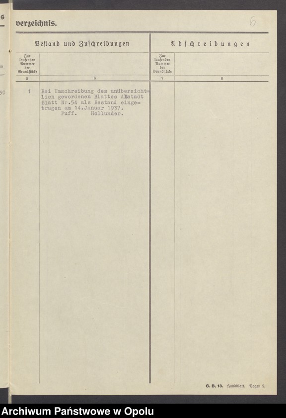 Obraz 8 z jednostki "Grund Akten das Grundbuchblatt (Altstadt 54) Zülz 1351 Besitzer: Adolf und Emilia Mehlich"