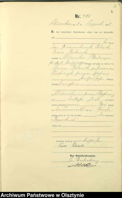 image.from.unit.number "Geburts-Haupt-Register Tom II,Nr 400 - 746"