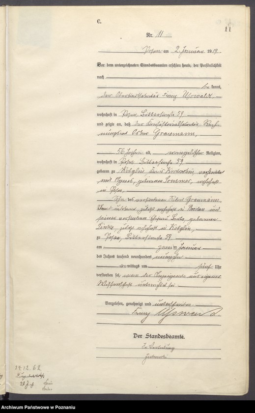 Obraz 13 z jednostki "Księga miejscowa zgonów tom I [Rejestr główny zgonów]"