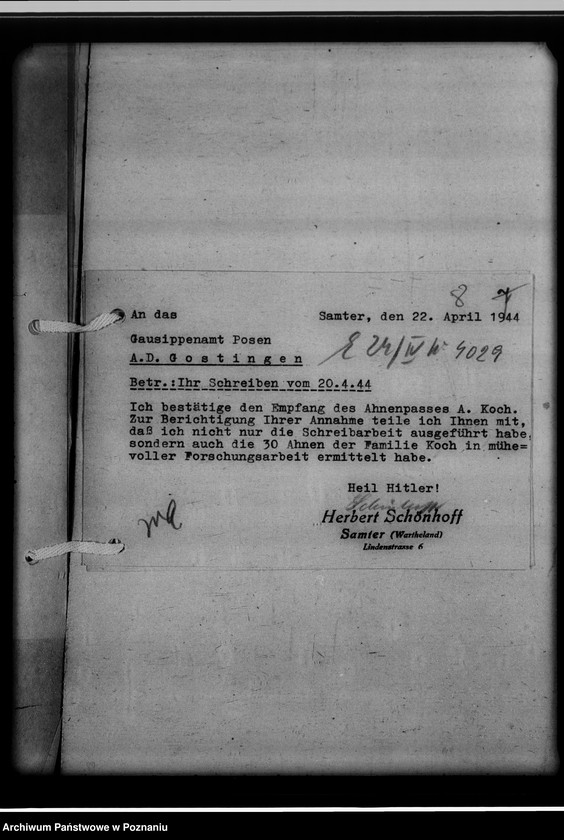 Obraz 12 z jednostki "Berufssippenforscher [oraz sprawa badań genealogicznych przez amatorów dla osób trzecich]"