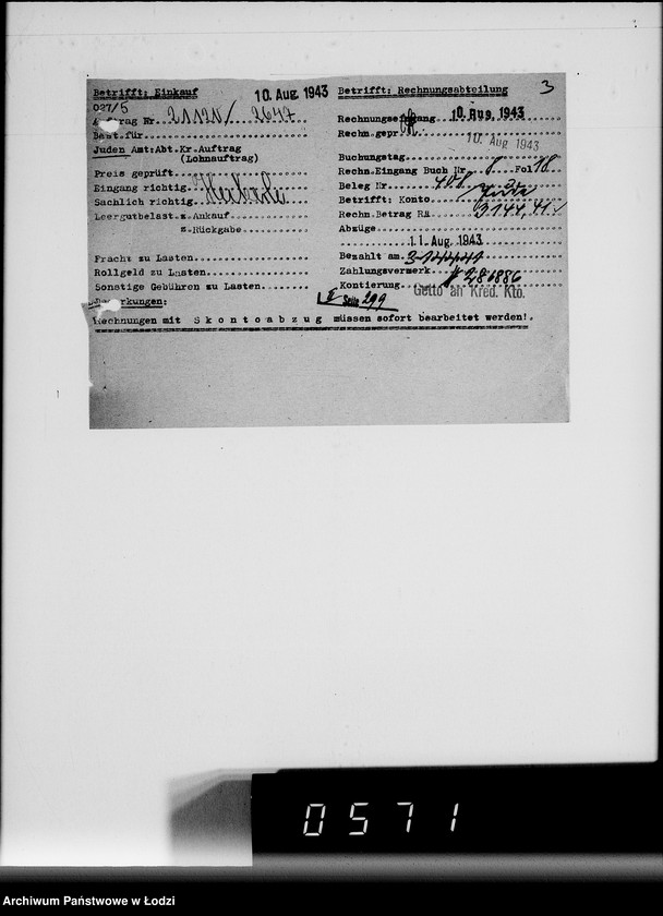 Obraz 7 z jednostki "Lebensmitteleinkauf. Aufträge, Lieferscheinen und Rechnungen 21081-21120"