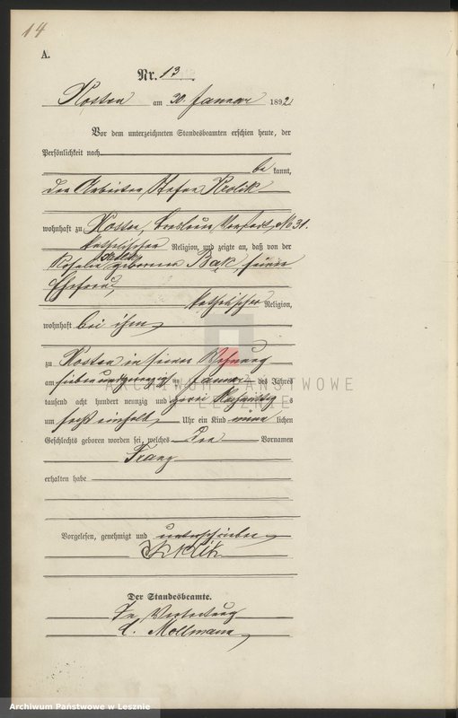 Obraz 17 z jednostki "[Księga urodzeń - miasto]"