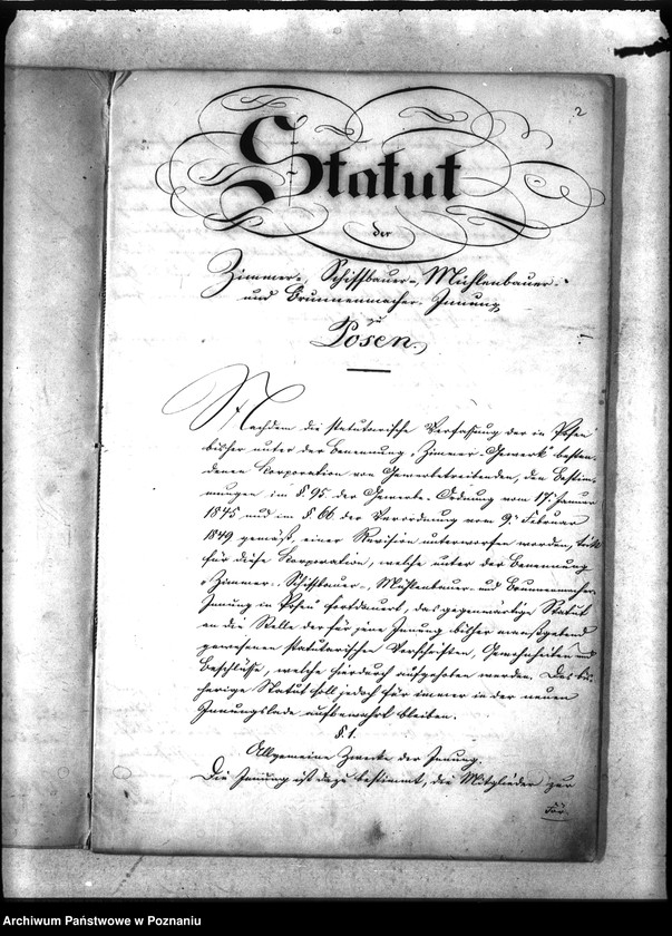 Obraz 6 z jednostki "Statut der Zimmer-Schiffbauer-Mühlenbauer- und Brunnenmacher-Innung zu Posen"