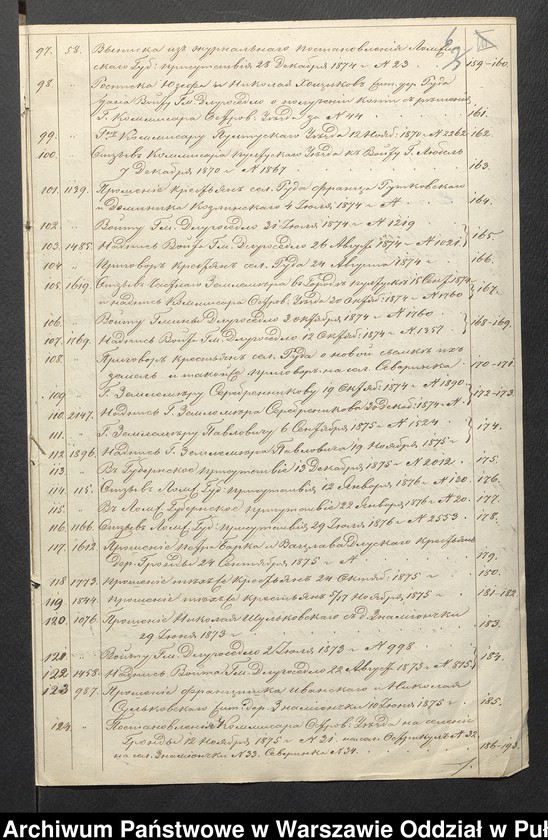 image.from.unit.number "O urządzaniu chłopów byłej rządowej wsi kolonialnej Ostry Kół, Ruda, Sewerynka, gm. Długosiodło, wchodzącej przy opublikowaniu ważnych dekretów z dnia 19 lutego, 12 marca 1864 r. (Skład prywatnej własności Brańszczyk podległej Józefowi Załęskiemu)"