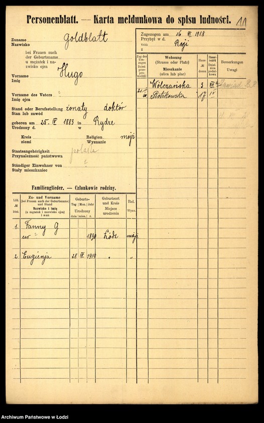 Obraz 13 z jednostki "[Spis ludności Łodzi] Goldberszt - Goldkrant"