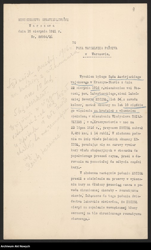 image.from.unit.number "Ułaskawienia z b. Kongresówki - uwzględnione, dotyczące: zabójstw, napadów, oporu wobec urzędnika, kradzieży, łapówkarstwa, defraudacji leśnej, tajnego gorzelnictwa."