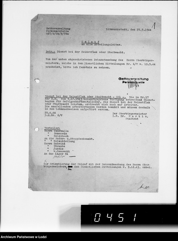 Obraz 5 z jednostki "Umläufe. [Pisma okólne do wydziałów i pracowników G.V.]"