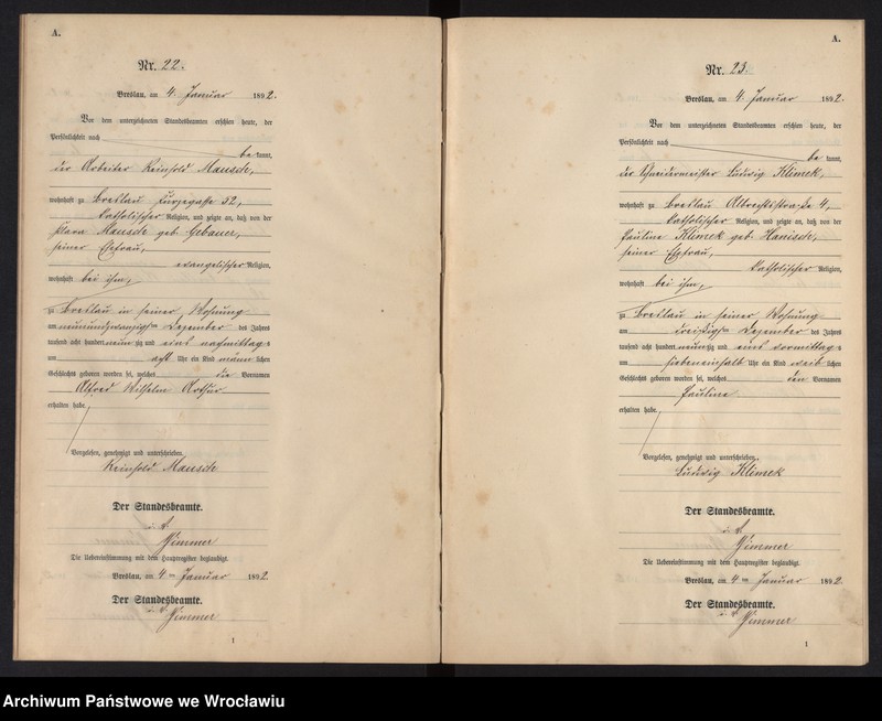 image.from.unit.number "Geburts-Neben-Register Breslau I 1892 Band 1"