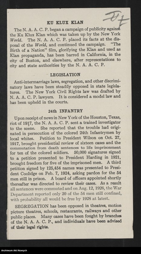 image.from.unit.number "National Association for the Advancement of Colored People (New York); Załączniki: prospekt; L.1"