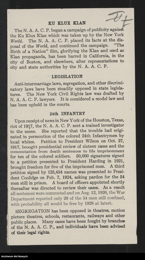 Obraz 9 z jednostki "National Association for the Advancement of Colored People (New York); Załączniki: prospekt; L.1"