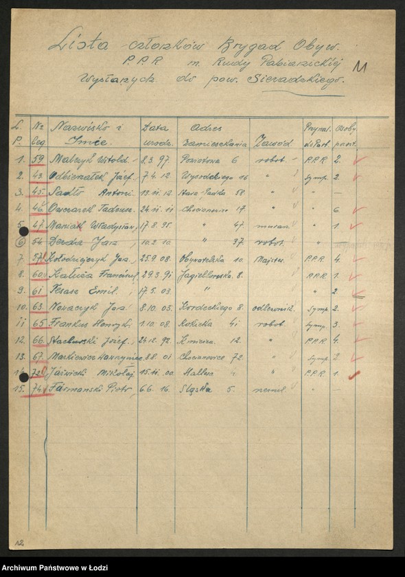 Obraz 12 z jednostki "Wykazy aktywu biorącego udział w reformie rolnej"