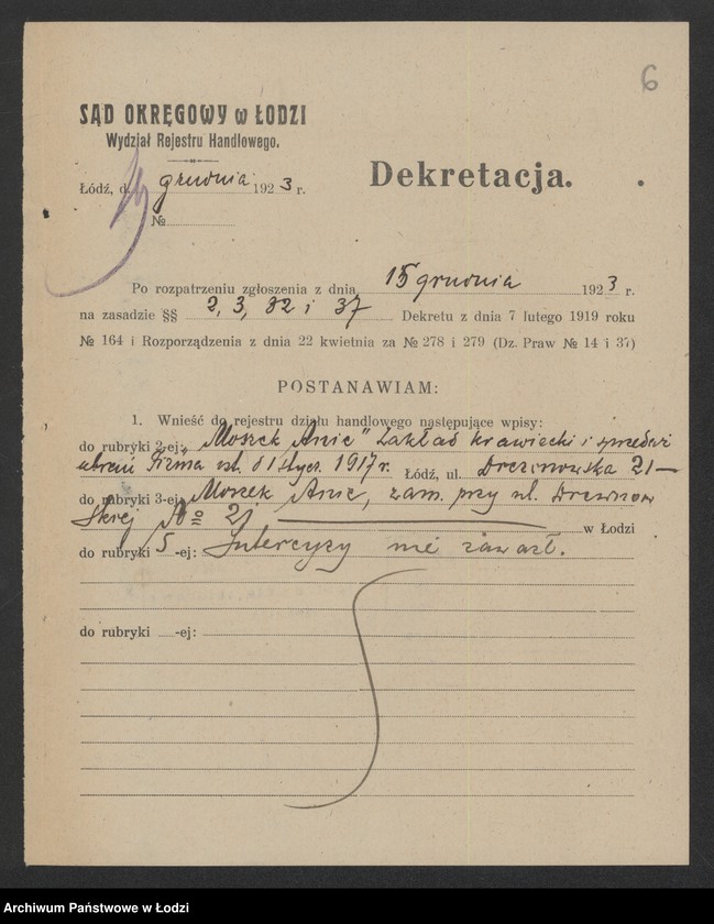 Obraz 8 z jednostki "Moszek Anic – zakład krawiecki i sprzedaż ubrań"