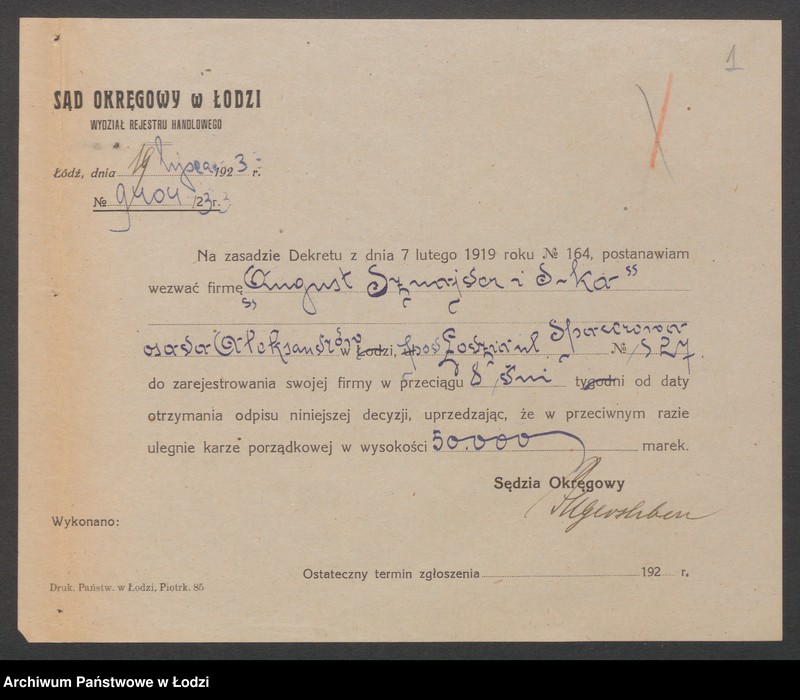 Obraz 3 z jednostki "August Sznajder i S-ka – prowadzenie młyna parowego"