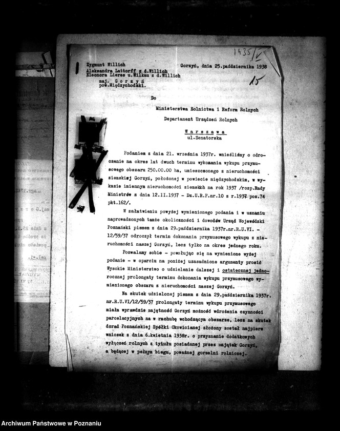 Obraz 19 z jednostki "Majątek Gorzyń powiatu międzychodzkiego wyłączenie z art. 5 ustawy o reformie rolnej"