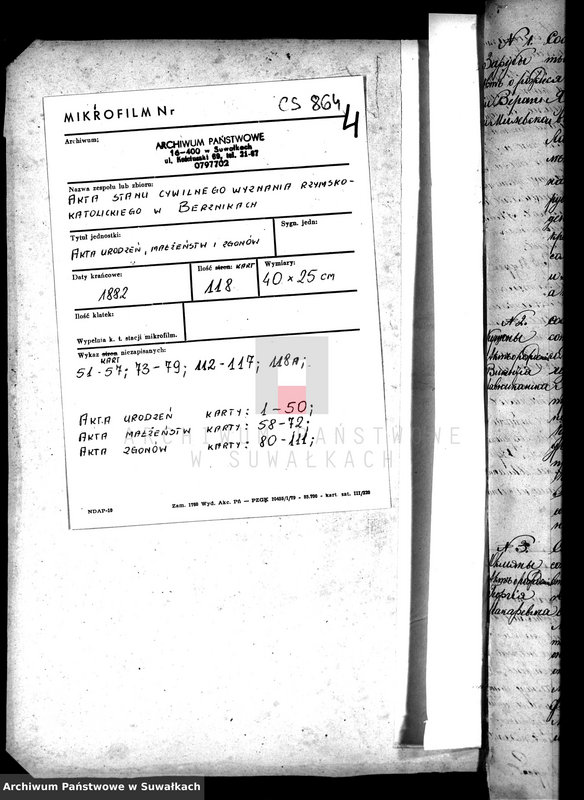 image.from.unit.number "Duplikat Berznickago Rimsko- Katoličeskago Prichoda 1882 goda"