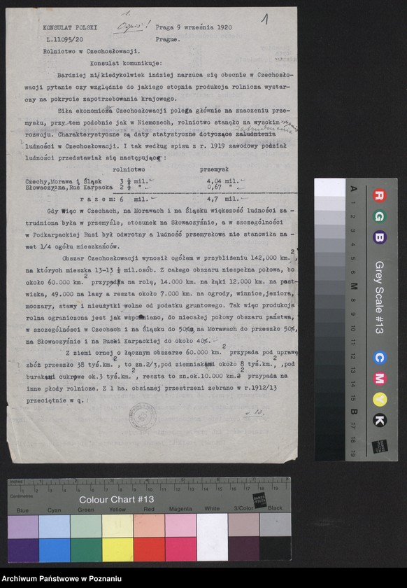 Obraz 3 z jednostki "[Odpisy raportu konsula polskiego w Pradze omawiającego rolnictwo i przemysł czechosłowacki oraz możliwości rozwoju handlu między Rzeszę Niemiecką i Austro-Węgrami a Rosją, w załączeniu schemat organizacyjny urzędów i instytucji centralnych, niemieckich i austrowęgierskich pośredniczących w handlu z Rosją] i inne materiały dotyczące handlu z Rosją"