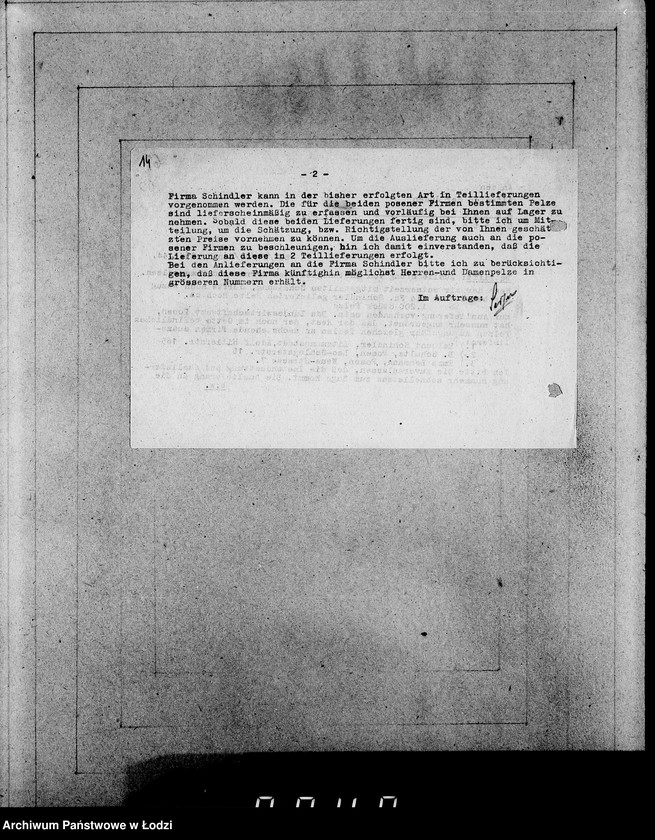 Obraz 18 z jednostki "Oberbürgermeister Litzmannstadt [Korespondencja i zamówienia na dostawę futer i materiałów]"