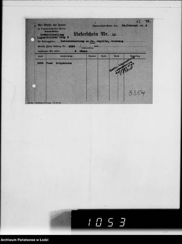 Obraz 20 z jednostki "Auftrag Nr 1096 100.000 Paar Baby-Hausschuhe"