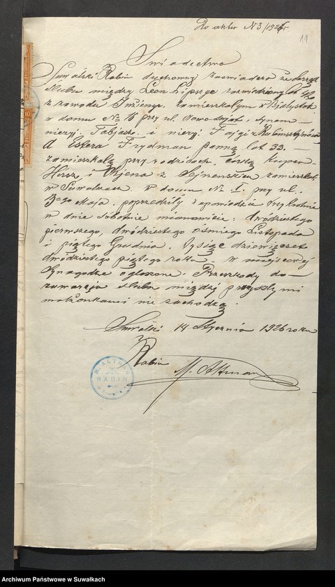 image.from.unit.number "Dowody do aktów ślubu 1926 r."