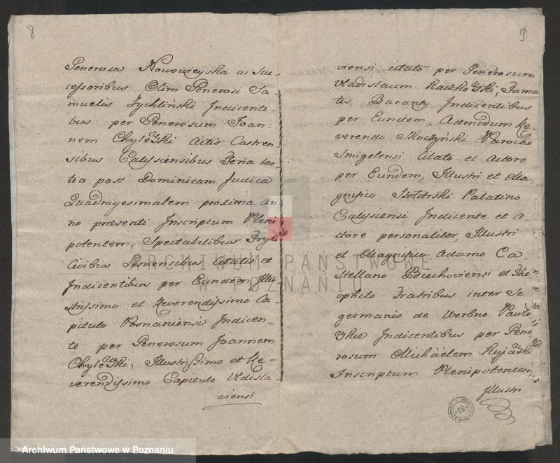 Obraz 5 z jednostki "Ekstrakt z ksiąg grodzkich kaliskich dekretu z 1725. 23. III w sprawie długów miasta Leszna; język łaciński"