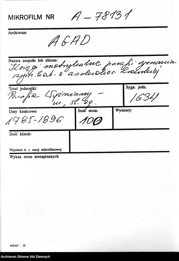 image.from.unit.number "Parafia: Wyżniany. Dekanat: Gliniany. Księga metrykalna urodzeń z lat 1785-1896 i zgonów z lat 1785-1888 dla wsi Peczenia i ślubów z lat 1785-1895 dla wsi Poluchów Wielki."