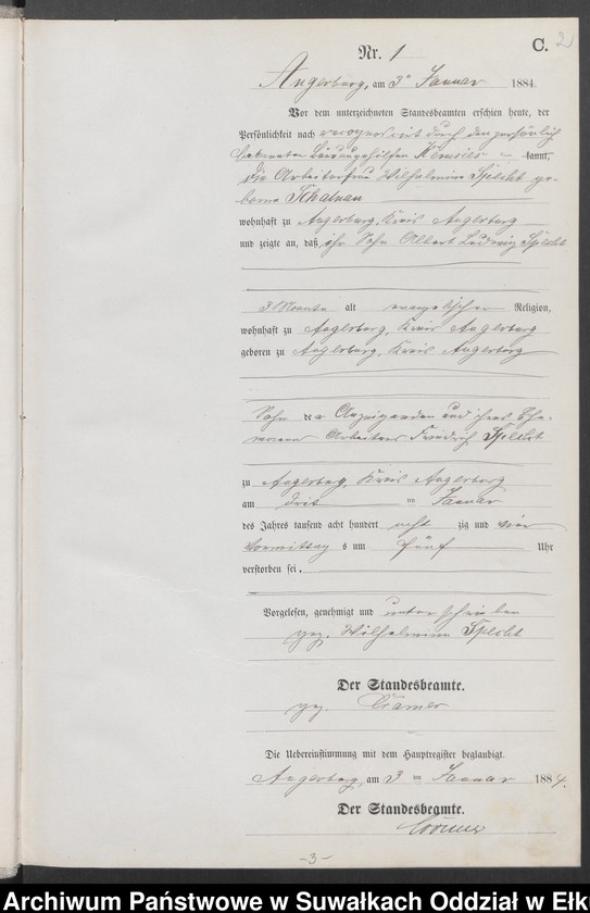 Obraz 5 z jednostki "Sterbe-Neben-Register des Preussischen Standes-Amtes Angerburg Kreis Angerburg"