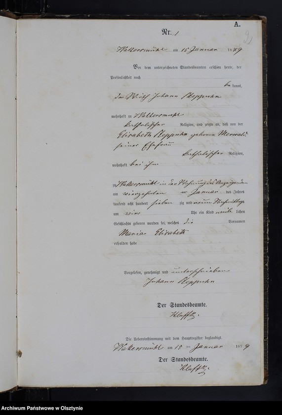 Obraz z jednostki "Geburts-Neben-Register Nr 1 - 73"