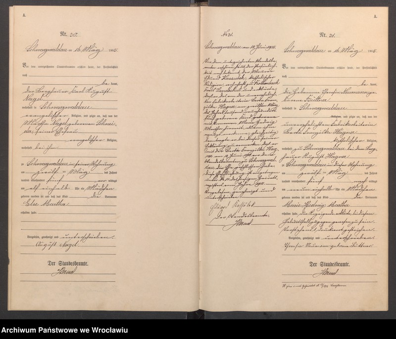 image.from.unit.number "Geburts-Haupt-Register Schwarzwaldau (Czarny Bór) 1905"