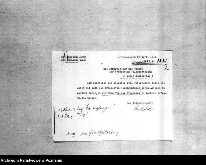 Obraz 6 z jednostki "Amtliche Meldungen Gemeinde Łochowo (Łoskowo). Kreis Bromberg (Bydgoszcz)"