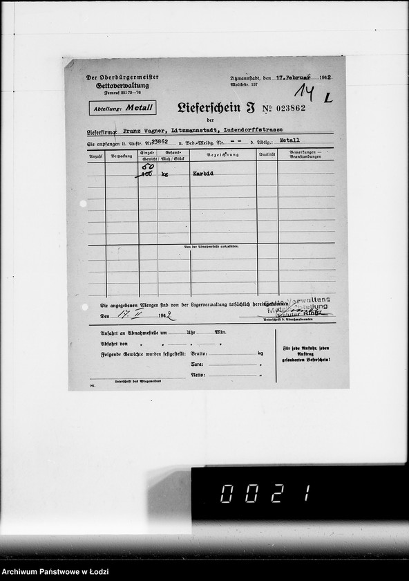 Obraz 18 z jednostki "W. [rachunki za dostawy towarów dla Getta]"