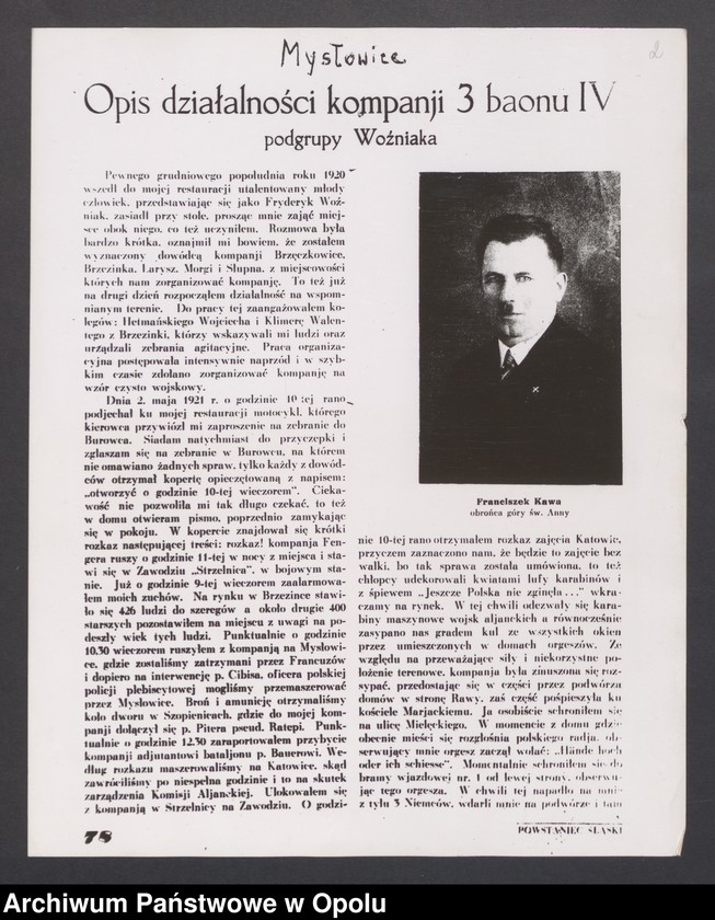image.from.unit.number "[Kawa Franciszek "Opis działalności kompanii 3 baonu IV podgrupy Woźniaka"]"