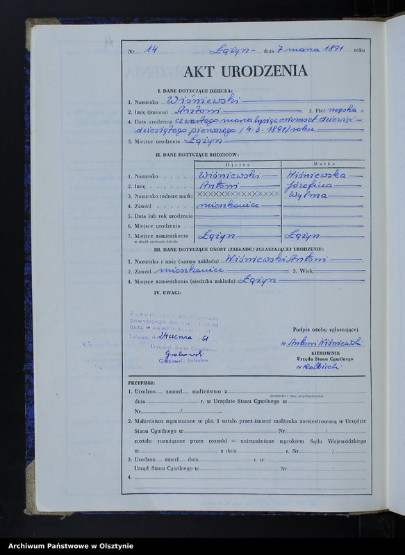 image.from.unit.number "Ksiega urodzeń Nr 1 - 83 /przepisana w języku polskim z oryginału niemieckiego w dniach  24.06.-27.06 1961/"