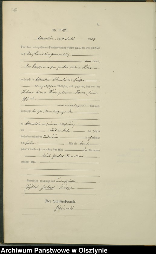 image.from.unit.number "Geburts-Haupt-Register Tom I I, Nr 440-883"