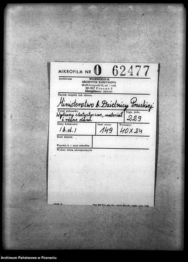 Obraz 2 z jednostki "Wykazy statystyczne, materiał i różne dane"