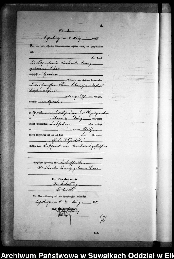 image.from.unit.number "[Geburts-Neben-Register des Preussischen Standes-Amtes Gr. Strengeln Kreis Angerburg]"