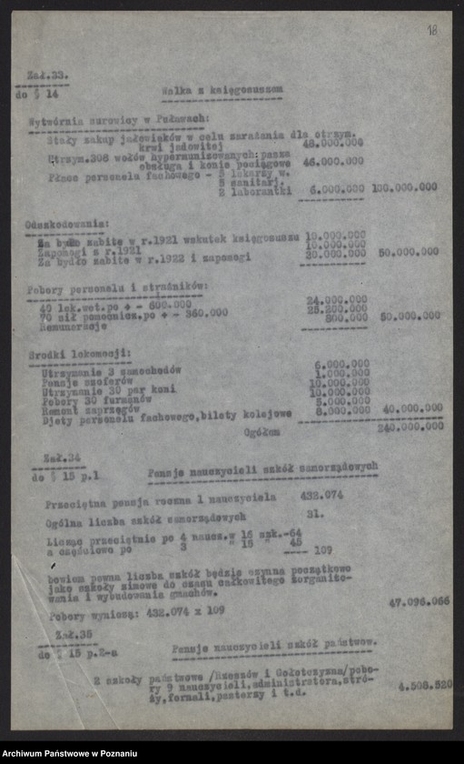 Obraz 20 z jednostki "[Budżet Ministerstwa Rolnictwa i Dóbr Państwowych na rok 1922]"