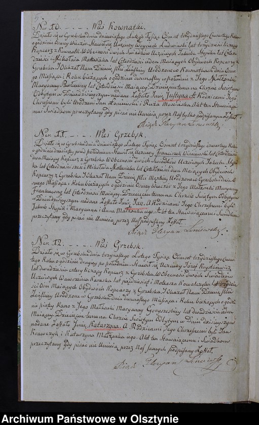 image.from.unit.number "Akta Stanu Cywilnego Gminy Grzebskiey Urodzenia, Zawartych Małżeństw, Zeyścia z Roku 1834"