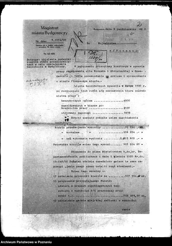 Obraz 6 z jednostki "[korespondencja w sprawie udzielenia zapomóg na roboty interwencyjne w Bydgoszczy]."