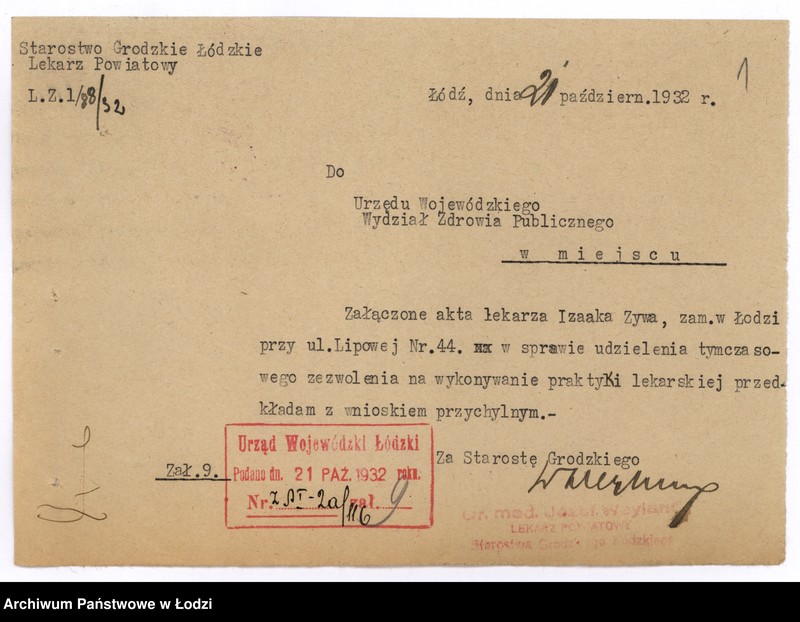 Obraz 4 z jednostki "Zyw Izaak - lekarz - akta rejestracyjne"