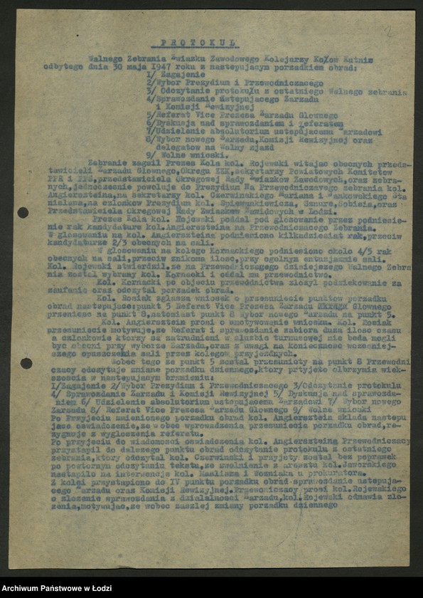 Obraz 3 z jednostki "Koło kolejowe PPS Kutno- protokoły, sprawozdania. Protokoły [z zebrań] aktywu zawodowego."