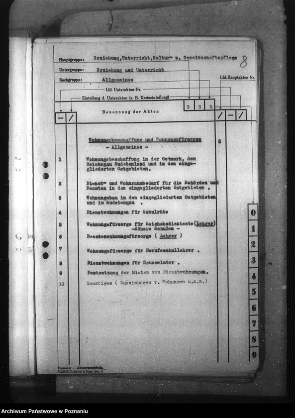 Obraz 12 z jednostki "Aktenplan der Abteilung III (Erziehung, Unterricht, Kultur- und Gemeinschafts- pflege)"